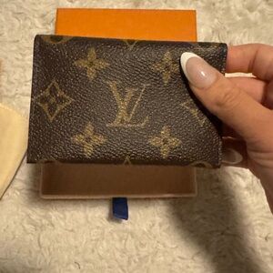 Louis Vuitton Monogram Card Case with Pink and Red Accents